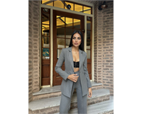 Kadın Düğmeli Palazzo Pantolonlu Takım Elbise