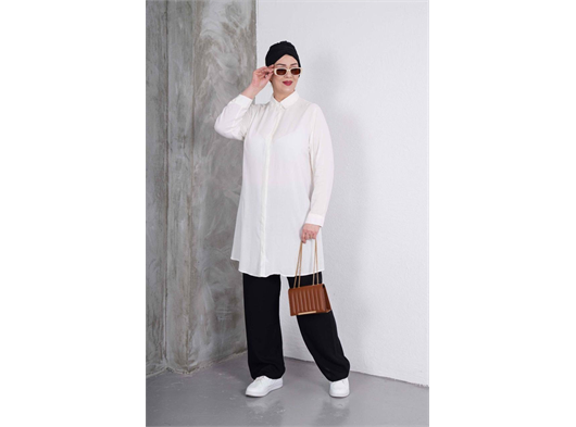 Büyük Beden Düz Renk Viskon Tunik