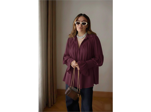 Büzgülü bayan gömlek