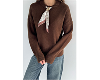 ​🧶 Premium Dokulu Şal Detaylı Triko Kazak