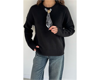 ​🧶 Premium Dokulu Şal Detaylı Triko Kazak