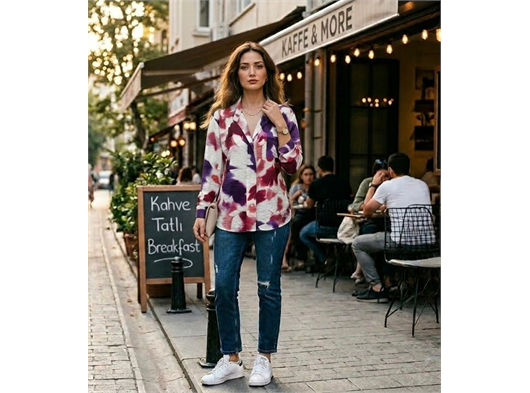 Modal kumaş yazlık bayan gömleği